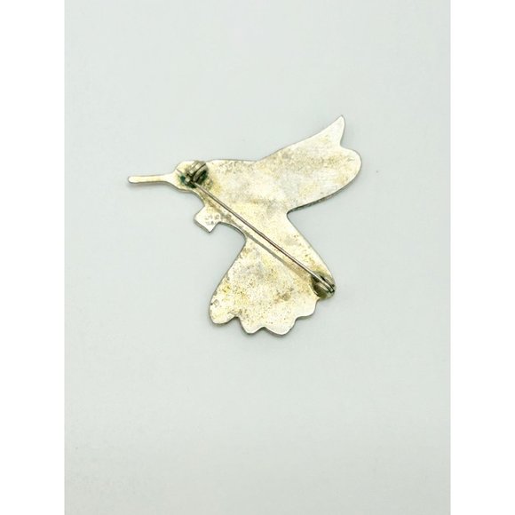 Vintage Alpaca Silver Mexico Hummingbird Bird Pin Brooch w Abalone Shell Inlay - Picture 12 of 13